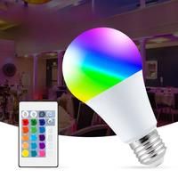 LED RGB Light Bulb E27 Smart IR Control Lamp Dimmable Colorful Changing RGBW Bulb For Home Living