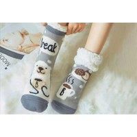 Fluffy Non-Slip Fleece Socks - Grey Or Pink
