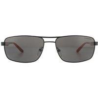 Rectangle Matte Black Grey Polarized Sunglasses