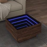 Coffee Table with LED Brown Oak 50x50x30 cm Engineered Wood