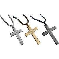 Steel Bible Prayer Pendant Cross Necklace- 3 Colours! - Black