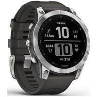 Garmin Fenix 7 Multisport Gps Watch, Silver With Graphite Band