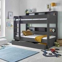 Bedmaster Oliver Onyx Grey Storage Bunk Bed No Drawer With Orthopaedic Mattresses