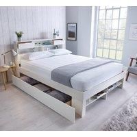 Fabio White Wooden Bookcase Storage Bed Double
