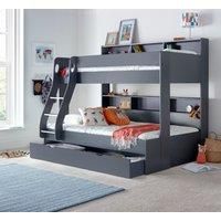 Oliver Triple Sleeper Storage Bunk Bed With Drawer Multiple Colours Single Bunk And Small Double Bunk (Grey)