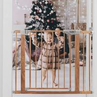 Dripex Stair Gate For Baby And Pet, Baby Safety Gate Pressure Fit, Metal Safety Gate For Doors And Stairs, Adjustable 75 Cm - 82cm, One-handed Operati brown 76.0 H x 70.0 W x 4.5 D cm