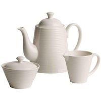 Belleek Pottery Ripple Beverage Pot, Cream and Sugar