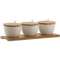 Belleek Pottery 7987 Ripple Three Bowls Set with Tray , White , 8.8x6