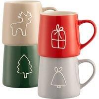 Belleek Living Christmas Doodles Mugs Set of 4