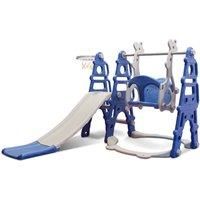 4-In-1 Kids Playset With Slide, Swing, Stairs And Hoop - 3 Colours!