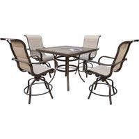 5 Piece Patio Dining Set, 4 Seater Swivel Garden Dining Table