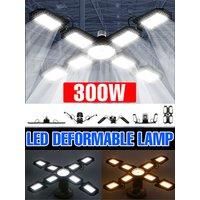 LED Garage Light Bulb E27/E26 Ceiling Lamp 300W 200W Deformable Folding Spotlight Cold/Warm For Home Warehouse Workshop Basement
