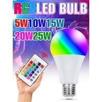 RGB LED E27/E26 Light Bulb AC 220V Smart IR Remote Control Ceiling Lamp 110V For Home Decor Chandelier Bulbs 5W 10W 15W 20W 25W
