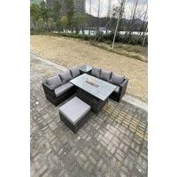 PE Rattan Garden Corner Furniture Gas Fire Pit Table Heater Lounge Big Footstool