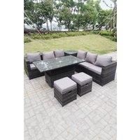 Dark Grey Mixed Wicker Rattan Corner Sofa Garden Furniture Rising Table Sets Footstool