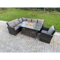 Rattan Corner Sofa Fire Pit Table
