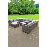 Rattan Furniture Set U Shape Sofas Coffee Table Lounge 10 Seater