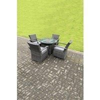 Rattan Gas Fire Pit Round Dining Table And Dining Chairs