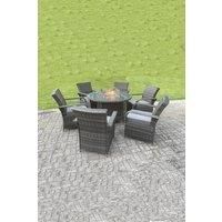 Rattan Gas Fire Pit Round Dining Table And Dining Chairs