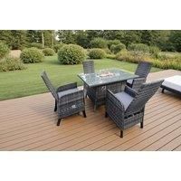 Rattan Garden Furniture Gas Fire Pit Round Dining Table And Chairs 4 Seater Plus Round Table