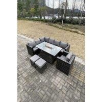 Outdoor Corner Sofa Gas Fire Pit Table Sets Heater 9 Seater
