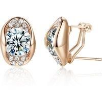 Rose Gold Plated Stud Earrings - Clear & Amber