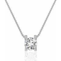 Rhodium Plated Necklace Made With Crystals - Silver