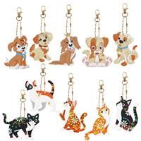 HUNIBQ PCS Animal Diamond Painting Keychains DIY Double Sided 10 5D
