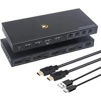 4 Ports HDMI KVM Switcher 4 IN 1 Out HDMI USB Switch Splitter for Sharing Monitor Keyboard Mouse