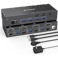 Dual Monitor KVM Switch USB 3.0 HDMI KVM Switch 2 Monitors 3 Computers, EDID Emulator,4K@60Hz
