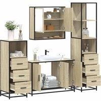 4Piece Bathroom Furniture SetSonoma Oak Engineered Wood