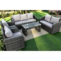 Reclining 7-Seater Grey Rattan Garden Furniture Set