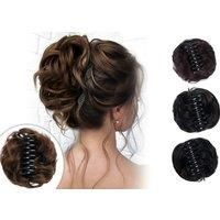 Short Body Wave Synthetic Hair Buns With Claw Wig - 4 Colours - Brown