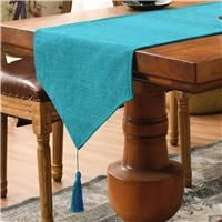SEASHORE TREE Linen Table Runner Waterproof Faux Blue 35300 cm)