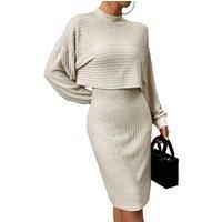 Solid Ribbed Two Piece Set For Women In 4 Sizes - Black