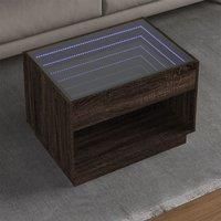 Coffee Table with Infinity LED Brown Oak 70x50x50 cm