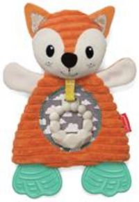 INFANTINO Go Gaga Cuddly Teether Fox for Sensory Exploration; Silicone teether for Teething Relief, Multicoloured