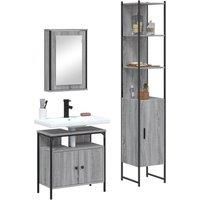3 Piece Bathroom Furniture Set Grey Sonoma Engineered Wood