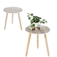 Hanobe Round Side Table: Set of Boho Floral End Tables Small 2 White 3