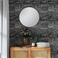 Wallpaper 3D Stone Look Black 10x0.53 m Non-woven