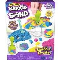 Kinetic Sand, Squish N’ Create with 382g of Blue, Yellow and Pink Play Sand, 5 Tools, Sensory Toys for Kids Aged 3 and Up