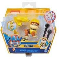 PAW Patrol, Movie Collectible Rubble Action Figure with Clip-on Backpack and 2 Projectiles, Kids’ Toys for Ages 3 and up