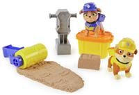 Rubble & Crew, Rubble and Mix Action Figures Set, with 85.05g of Kinetic Build-It Sand and 2 Handheld Building Toys, Kids’ Toys for ages 3 and up