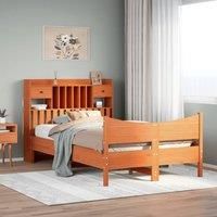Bed Frame without Mattress Wax Brown 135x190 cm Double Solid Wood Pine