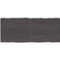 Table Top Dark Grey 140x60x(2-6) cm Treated Solid Wood Live Edge