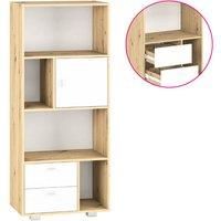 White-Artizan Oak Storage Cabinet with Shelves and Drawers!