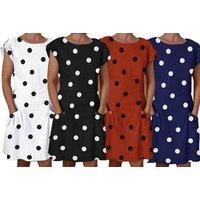 Polka Dot Dress - 6 Sizes & 4 Colours! - White