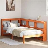 Bookcase Bed without Mattress Wax Brown 100x200 cm Solid Wood Pine