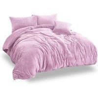 Luxurious Ultra-Soft Teddy Waffle Duvet Cover Set - 4 Sizes - Pink