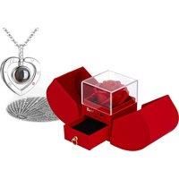 Preserved Real Rose With 'I Love You' Necklace And Gift Box - 3 Colours!